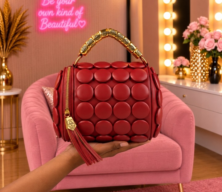 Boston pillow bag with 3D polka dot decoration,new style cylinder -shaped shoulder cross body bag for women, vintage button -top handbag