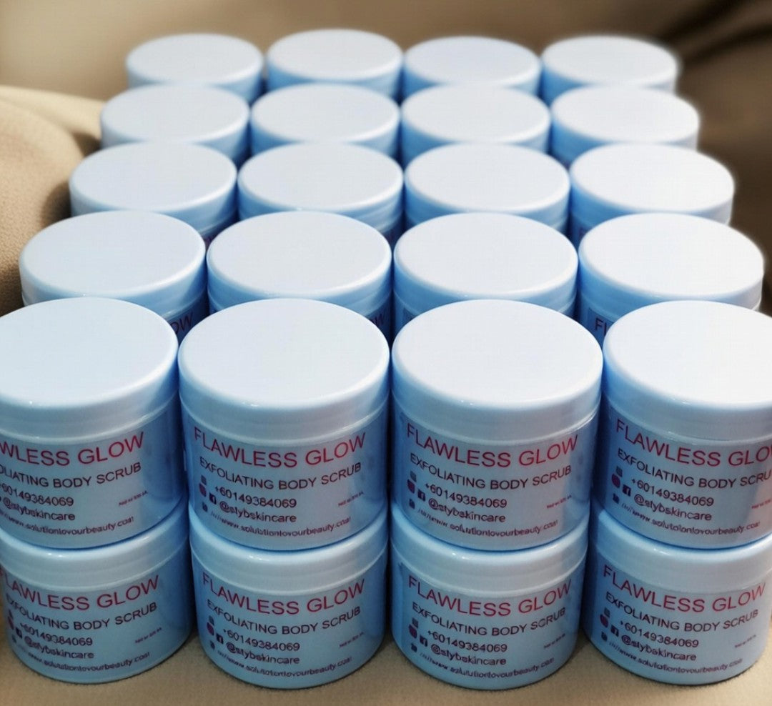 FLAWLESS GLOW EXFOLIATING SCRUB– Smoothing & Radiance-Enhancing Body Scrub